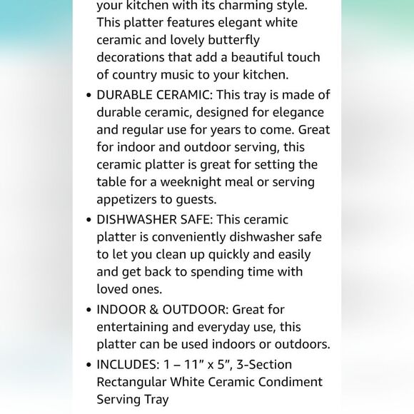 Tabletops Unlimited X Dolly Parton Stoneware 3-Section Serving Tray - Picture 6 of 9